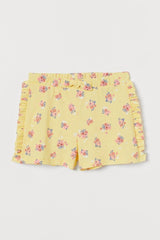 Girls Yellow Frill-Trimmed Short
