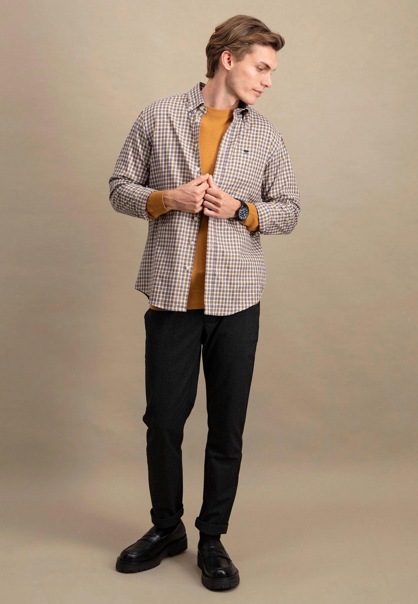FYNCH - HATTON CHECKED SHIRT WITH BUTTON - DOWN COLLAR - SMgarment's