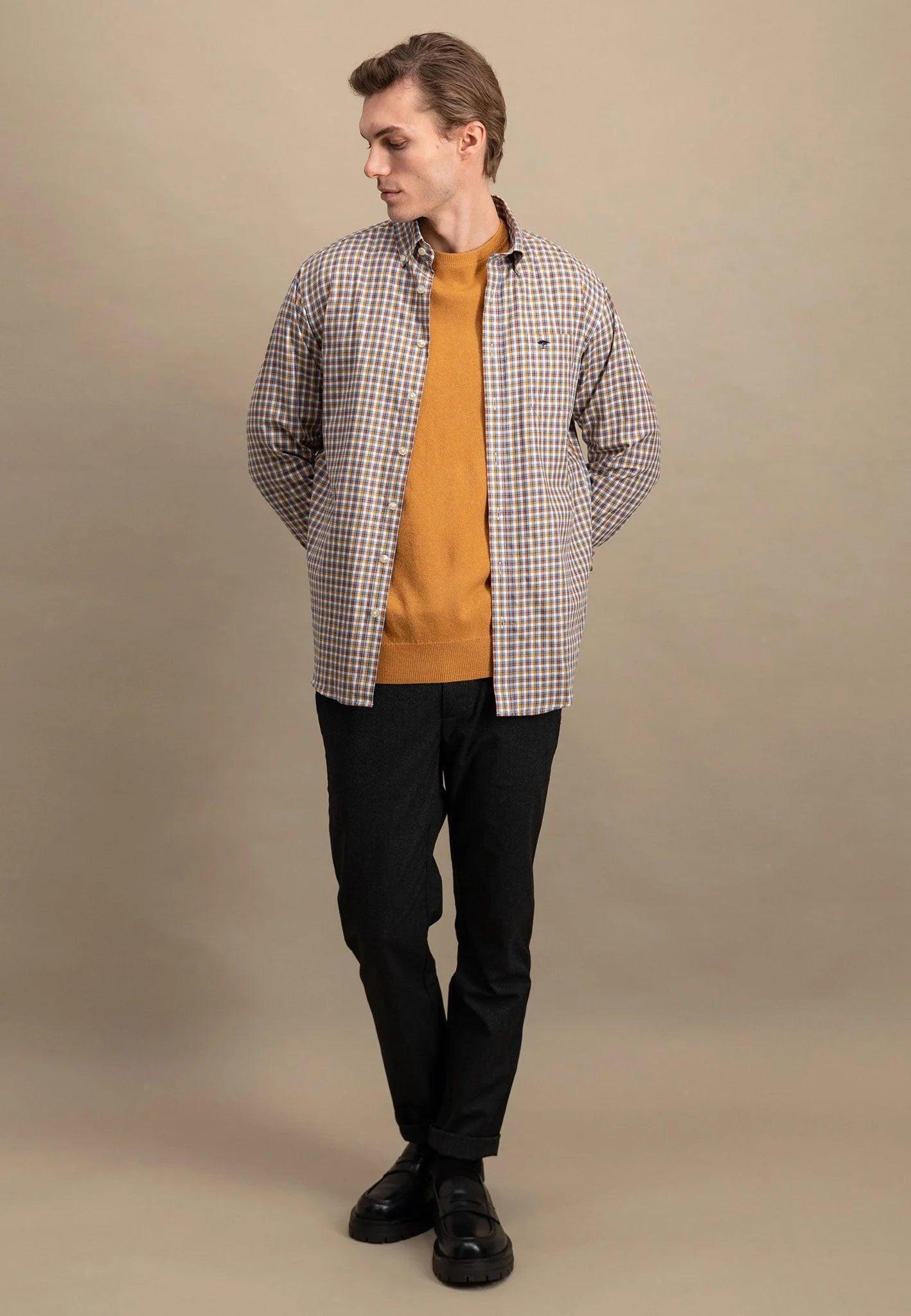 FYNCH - HATTON CHECKED SHIRT WITH BUTTON - DOWN COLLAR - SMgarment's