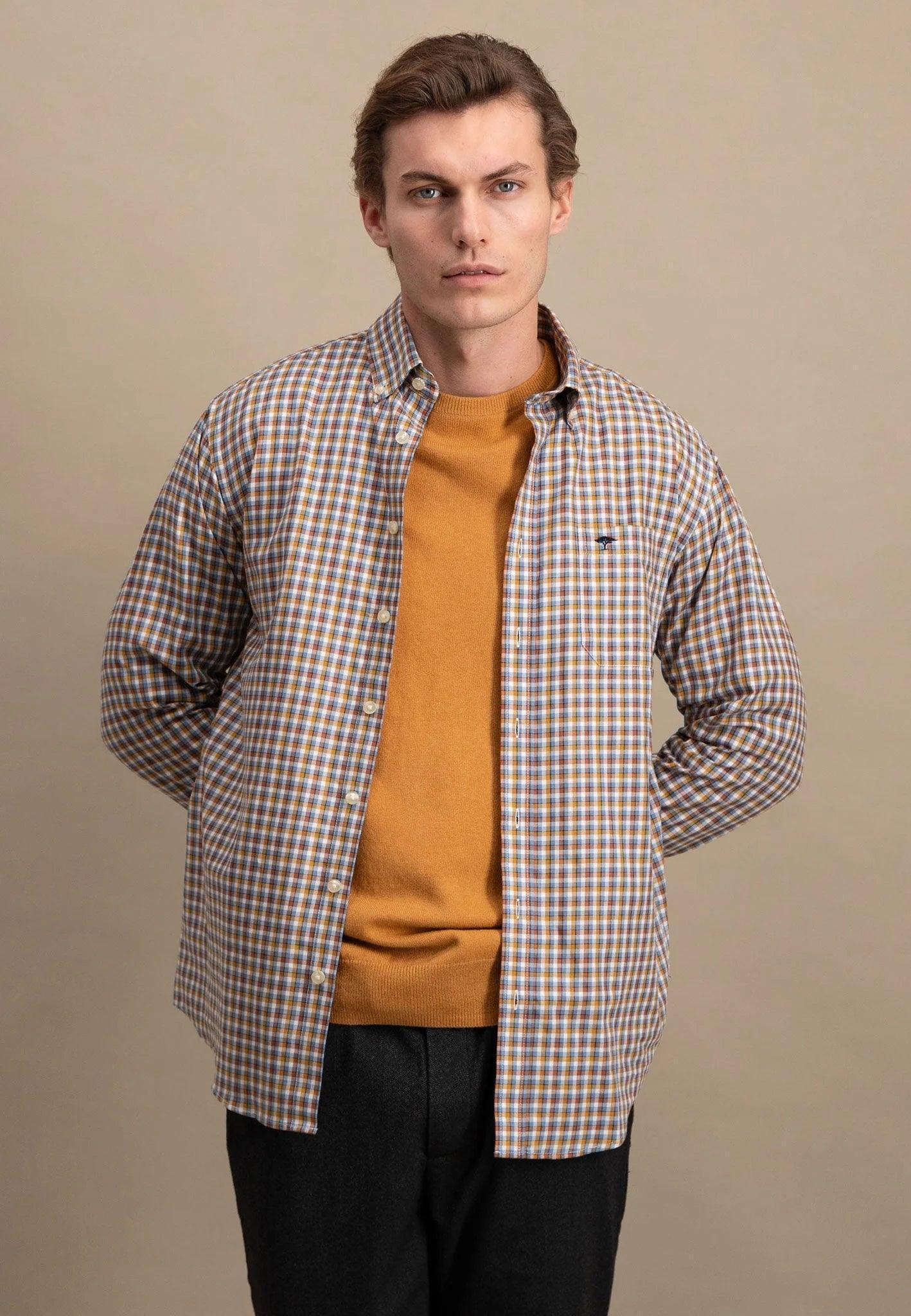 FYNCH - HATTON CHECKED SHIRT WITH BUTTON - DOWN COLLAR - SMgarment's