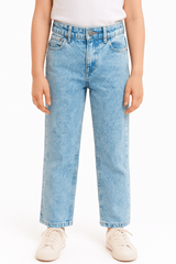 GIRLS ACID WASH ICE BLUE DENIM JEANS - Smgarment's