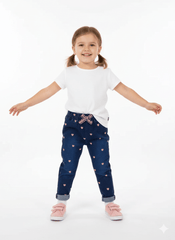 GIRLS Adorable Heart Print Denim Jeans - Smgarment's