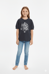 GIRLS BASIC TEXT PRINTED T SHIRT - Smgarment's