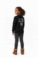 GIRLS Black Graphic Sweatshirt – Playful Bow Design - Smgarment's