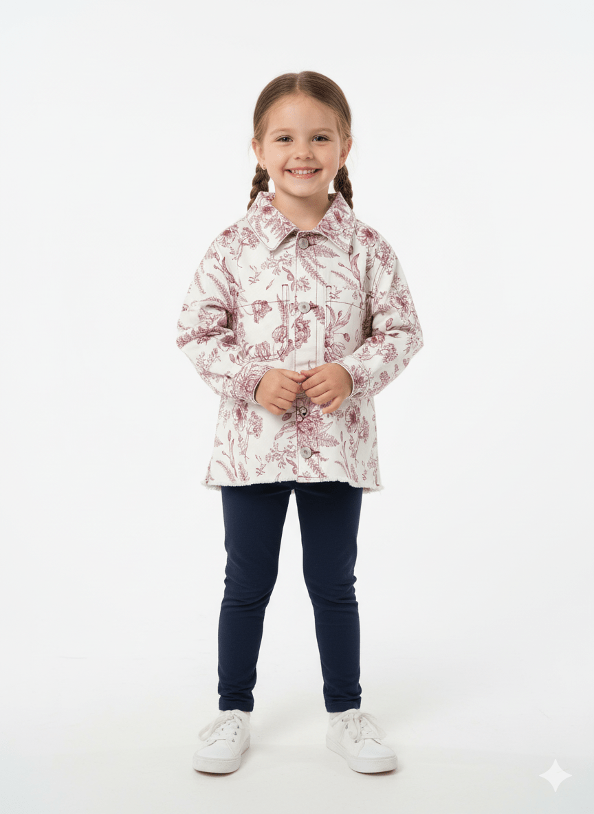 GIRLS BOTANICAL LONG SLEEVES DENIM JACKET - Smgarment's