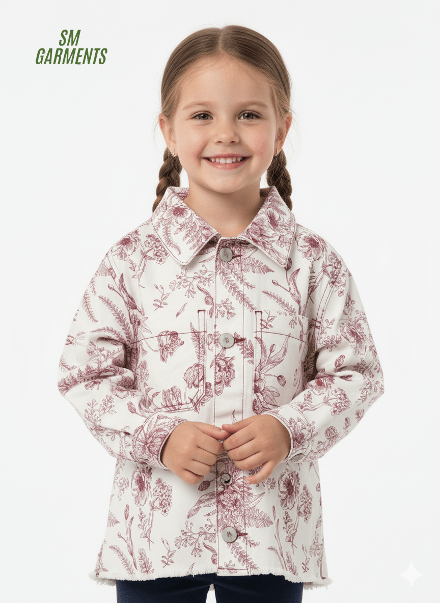 GIRLS BOTANICAL LONG SLEEVES DENIM JACKET - Smgarment's