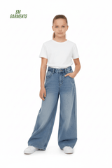 Girls' Classic Wide - Leg Denim Jeans - Smgarment's