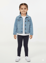 GIRLS DOUBLE POCKET DENIM JACKET - Smgarment's