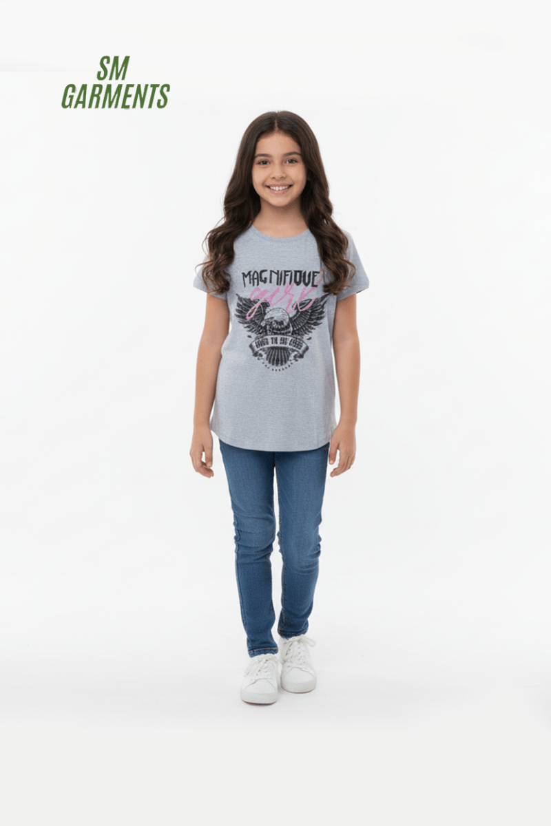 Girls' Graphic Tee – Magnifique Girl Eagle Print - Smgarment's