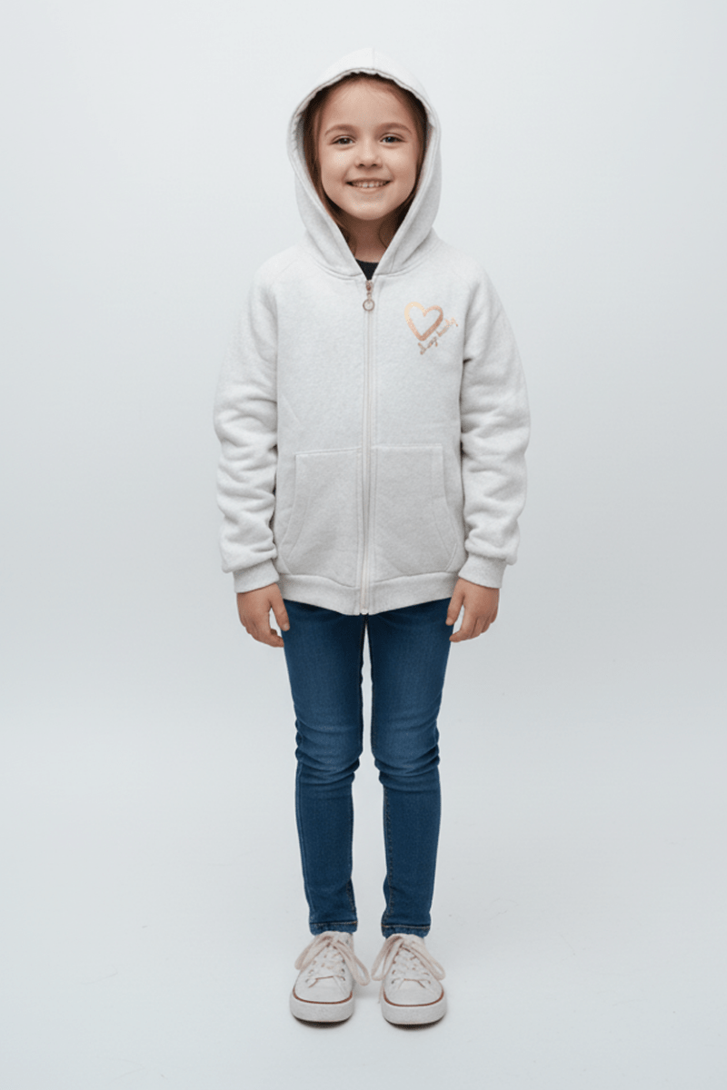 GIRLS HEART PRINT HOODIE - Smgarment's