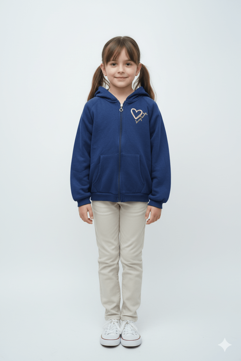 GIRLS HEART PRINT HOODIE - Smgarment's