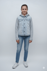 GIRLS LIGHT BLUE DENIM JACKET - Smgarment's