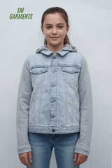 GIRLS LIGHT BLUE DENIM JACKET - Smgarment's
