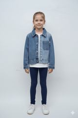GIRLS MANNING POCKET CROPPED DENIM JACKET - Smgarment's