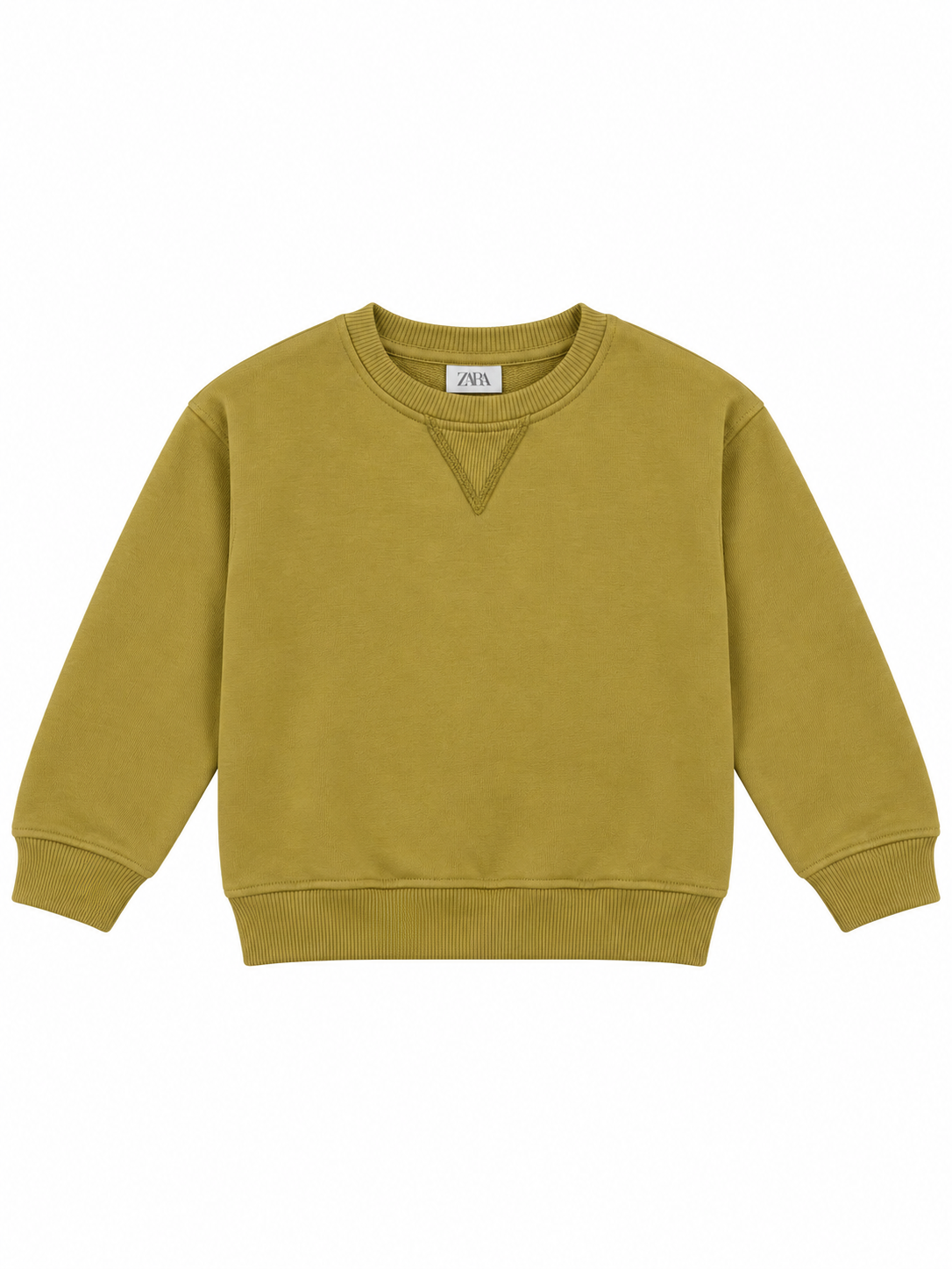 Girls mustard olive crewneck sweatshirt - e-commerce front look