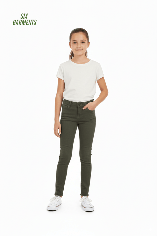 GIRLS Olive Green Skinny Jeans - Smgarment's