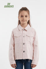 GIRLS PINK CROP STYLE JACKET - Smgarment's