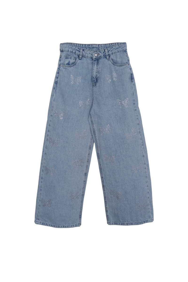 Girls' Rhinestone Butterfly Wide - Leg Jeans - Smgarment's