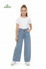 Girls' Rhinestone Butterfly Wide - Leg Jeans - Smgarment's