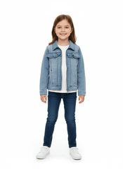 GIRLS RUFFLES ZIPPED DENIM JACKET - Smgarment's