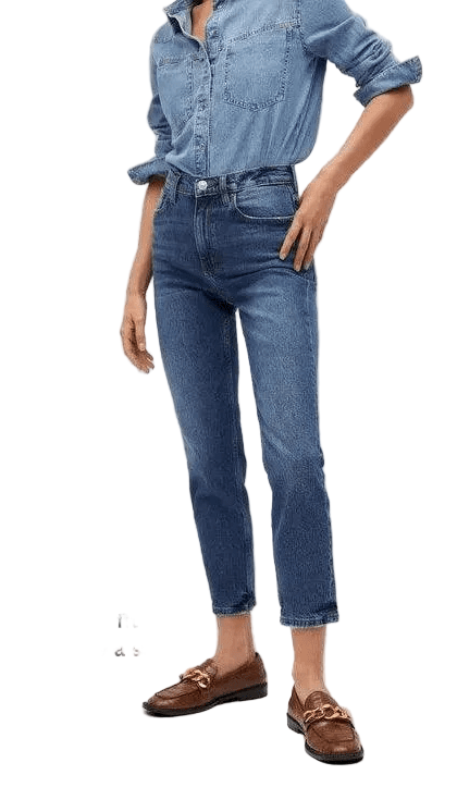 Granatowy Mom Fit Jeans - Smgarment's