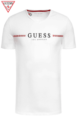 GUESS SLIM FIT V NECK FRONT LOGO PRINT T - SHIRT - SMgarment's