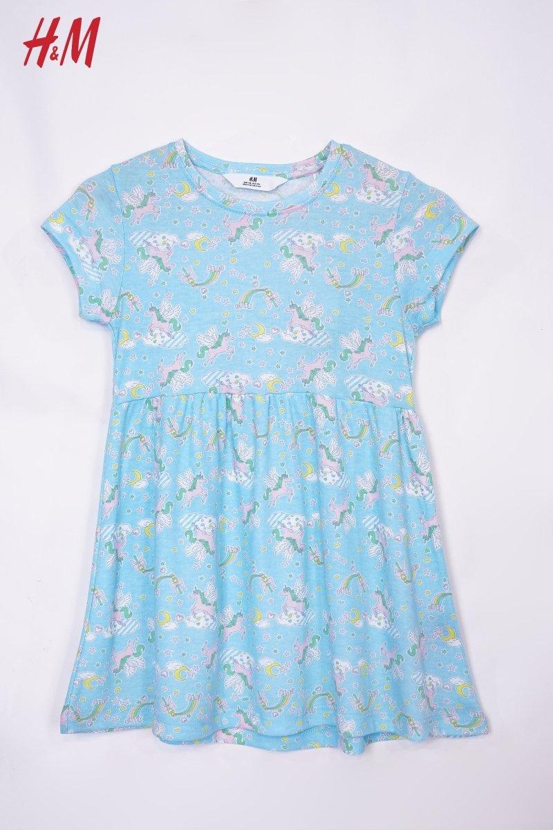 H&M GIRLS CUTE UNICORN THEME PRINTED DRESS - Smgarment's