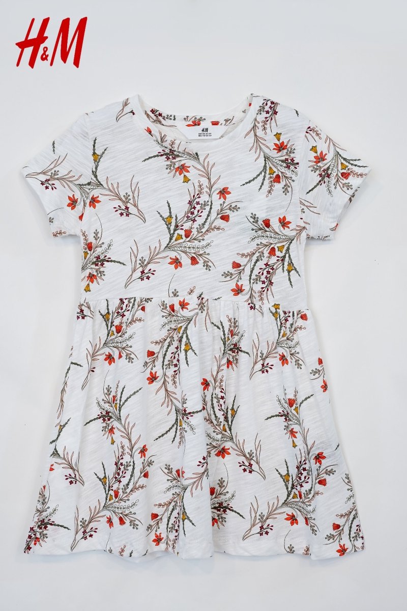 H&M GIRLS FLORAL PRINTED WHITE DRESS - Smgarment's