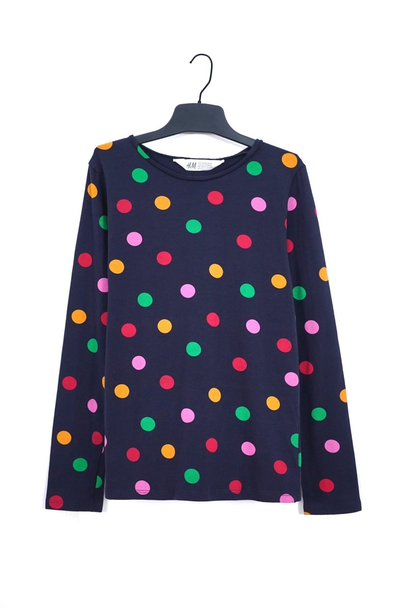 H&M Girls Multicolor Polka Dot Long Sleeve Tee - Smgarment's