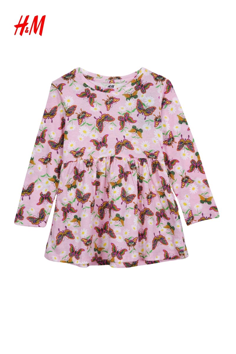 H&M GIRLS MULTICOLOUR BUTTERFLIES AND SUNFLOWER PRINTED DRESS - Smgarment's