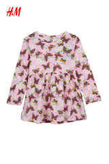 H&M GIRLS MULTICOLOUR BUTTERFLIES AND SUNFLOWER PRINTED DRESS - Smgarment's