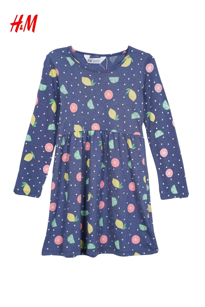 H&M GIRLS PRINTED FULL SLEEVED DRESS - Smgarment's