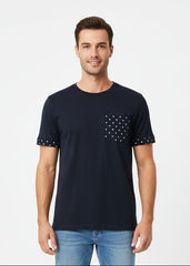H&M MENS POCKET PRINT T - SHIRT (BLUE) - Smgarment's