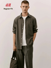 H&M Shirt With Structure In Regular - Fit - Smgarment's