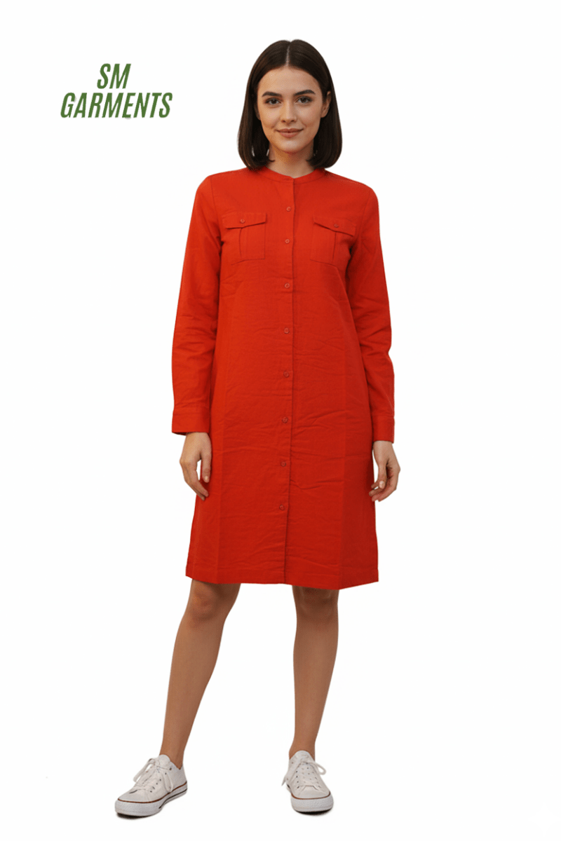 ICONIC WOMENS Maxi Shirt Double Pocket Dress - Smgarment's