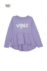Infinity Kids Girls’ “Good Vibes Only” Peplum Long Sleeve Tee - Smgarment's