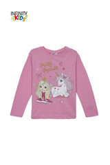 Infinity Kids Girls’ Pink Long Sleeve “Pretty Friends” Unicorn Tee - Smgarment's