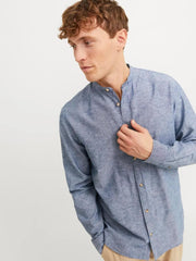 JACK & JONES BLUE JJESUMMER BAND LINEN SHIRT - SMgarment's
