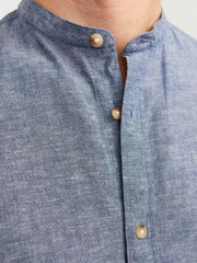 JACK & JONES BLUE JJESUMMER BAND LINEN SHIRT - SMgarment's
