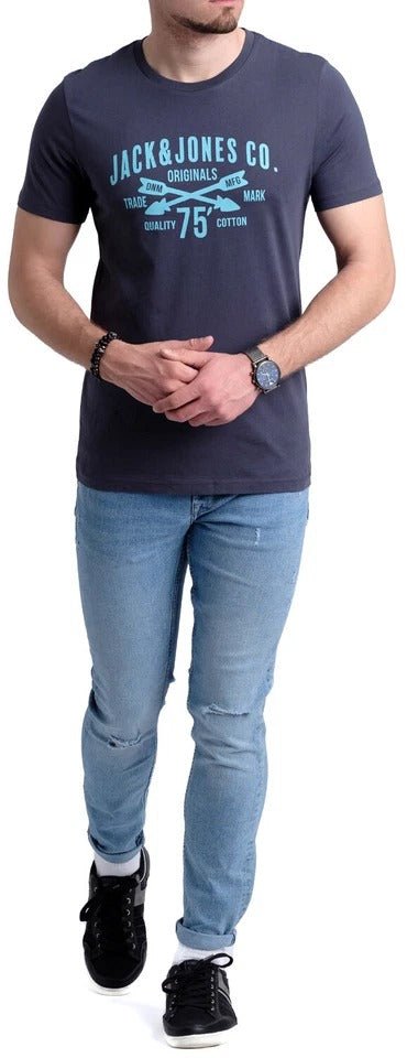 JACK & JONES Chest Print Crew Neck T-Shirt - Smgarment's