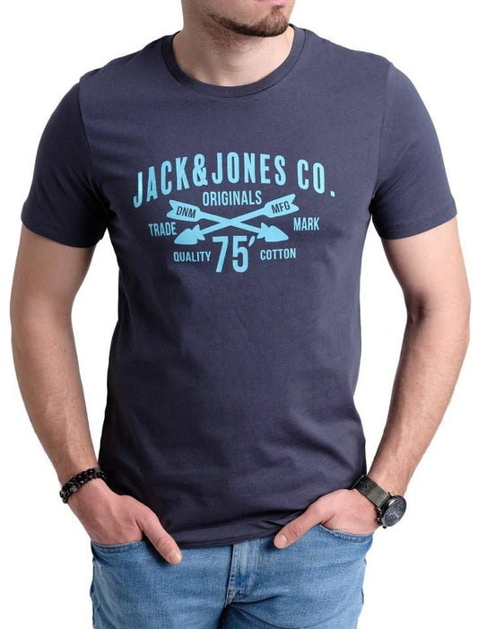 JACK & JONES Chest Print Crew Neck T-Shirt - Smgarment's
