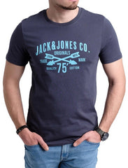 JACK & JONES Chest Print Crew Neck T-Shirt - Smgarment's