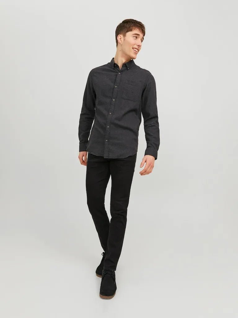 JACK & JONES Classic Dark Grey Melange Shirt - SMgarment's