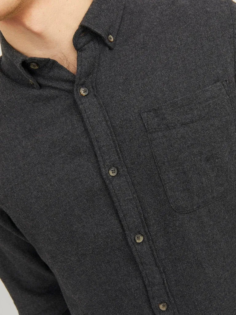 JACK & JONES Classic Dark Grey Melange Shirt - SMgarment's