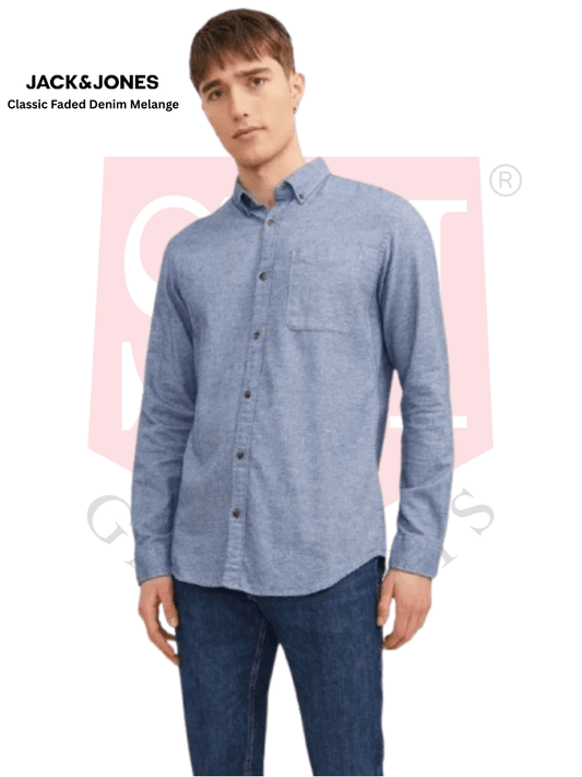 JACK & JONES Classic Faded Denim Melange Shirt - Smgarment's