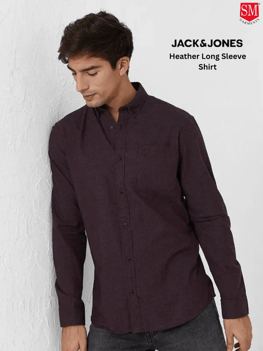 JACK & JONES JJECLASSIC Heather Long Sleeve Shirt - Smgarment's