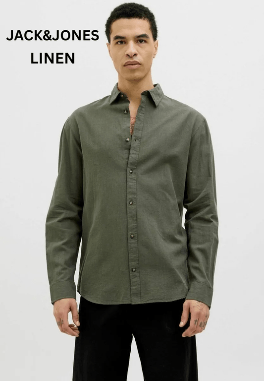 Jack & Jones Long - sleeved Linen Shirt - Smgarment's