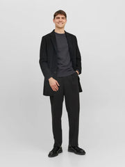 JACK&JONES Dark Grey Melange Plain Knitted Pullover - SMgarment's