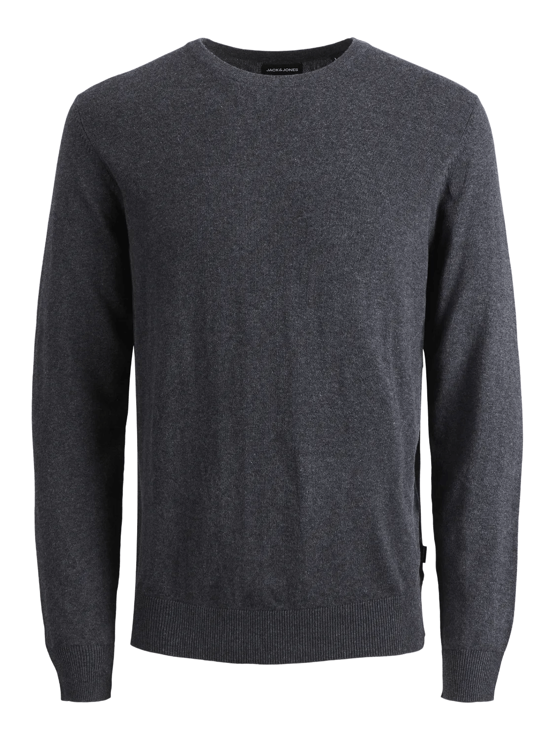 JACK&JONES Dark Grey Melange Plain Knitted Pullover - SMgarment's
