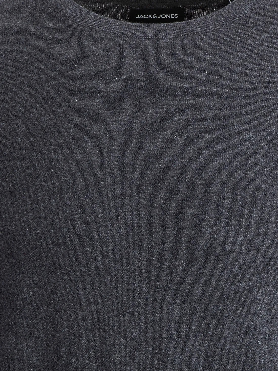 JACK&JONES Dark Grey Melange Plain Knitted Pullover - SMgarment's